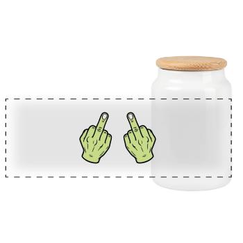Mittelfinger Hand Frech - Panorama Keksdose mit Holzdeckel - Weiß - Vorne