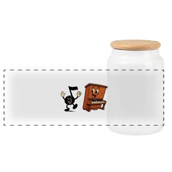 Danse au piano - Boîte à biscuits avec couvercle en bois - blanc - Devant