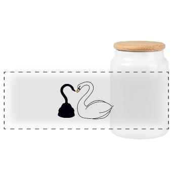 Captain Hook and Swan - Panoramic Cookie Jar with Wooden Lid - white - Front
