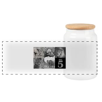 Les Big 5 de l’Afrique - Boîte à biscuits avec couvercle en bois - blanc - Devant
