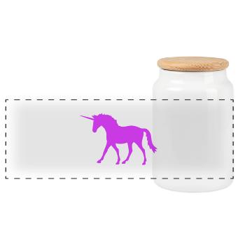 Licorne conte de fées silhouette contour ombre cheval - Boîte à biscuits avec couvercle en bois - blanc - Devant