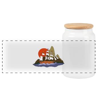 Sailing ship - Panoramic Cookie Jar with Wooden Lid - white - Front
