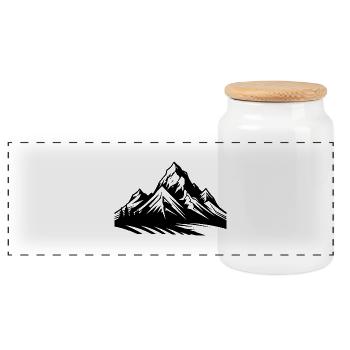 Mountains Nature - Panoramic Cookie Jar with Wooden Lid - white - Front