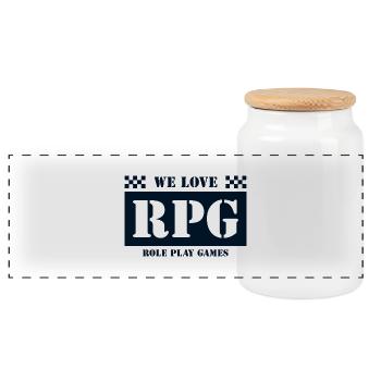 We love epic role play games - Panoramic Cookie Jar with Wooden Lid - white - Front