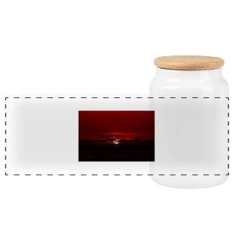 Coucher de soleil - Boîte à biscuits avec couvercle en bois - blanc - Devant