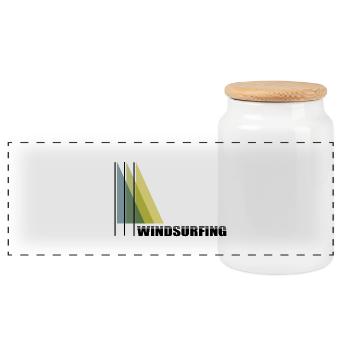 Windsurfing lettering with graphics - Panoramic Cookie Jar with Wooden Lid - white - Front