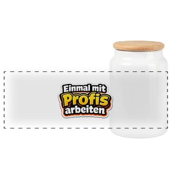 Einmal mit Profis arbeiten Katastrophe - Panorama Keksdose mit Holzdeckel - Weiß - Vorne