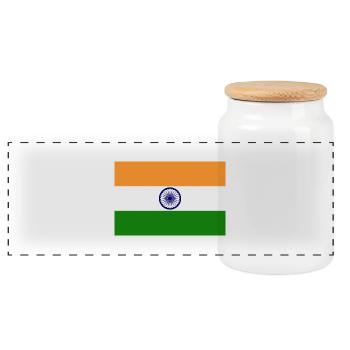 indien, Fahne, Flagge, india - Panorama Keksdose mit Holzdeckel - Weiß - Vorne