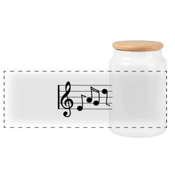 Violinschlüssel mit Noten - Panorama Keksdose mit Holzdeckel - Weiß - Vorne