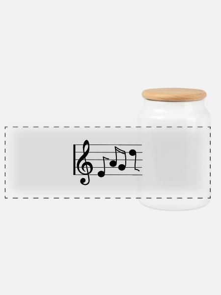Violinschlüssel mit Noten - Panorama Keksdose mit Holzdeckel - Weiß