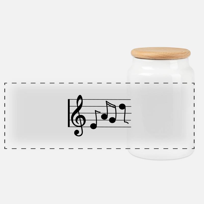 Violinschlüssel mit Noten - Panorama Keksdose mit Holzdeckel - Weiß