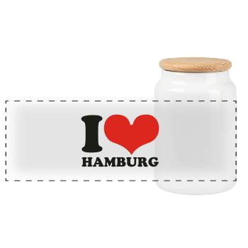 hamburg - Panorama Keksdose mit Holzdeckel - Weiß - Vorne