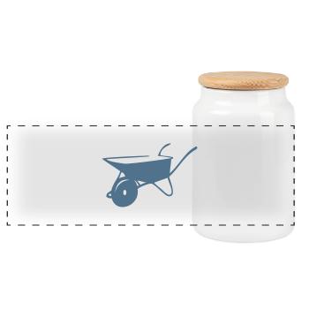 cart - Panoramic Cookie Jar with Wooden Lid - white - Front