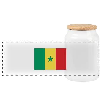 Sénégal - drapeau - Boîte à biscuits avec couvercle en bois - blanc - Devant