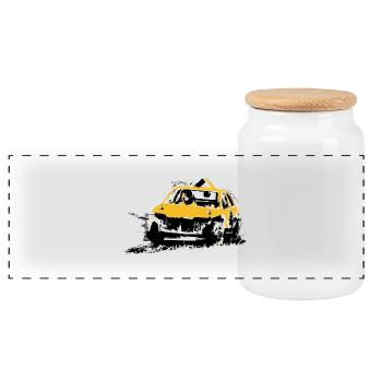 StockCar - Panoramic Cookie Jar with Wooden Lid - white - Front