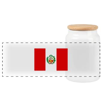 Peru flag banner - Panoramic Cookie Jar with Wooden Lid - white - Front