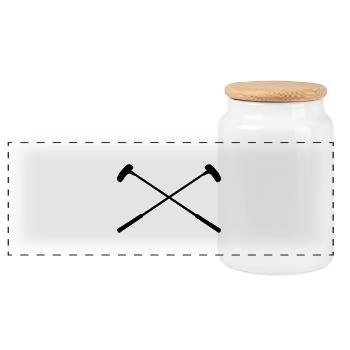 crazy golf clubs - Panoramic Cookie Jar with Wooden Lid - white - Front