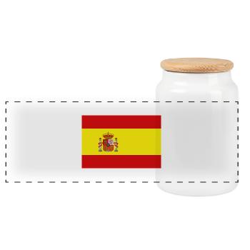Spain truecolor Flag 2160px - Panoramic Cookie Jar with Wooden Lid - white - Front