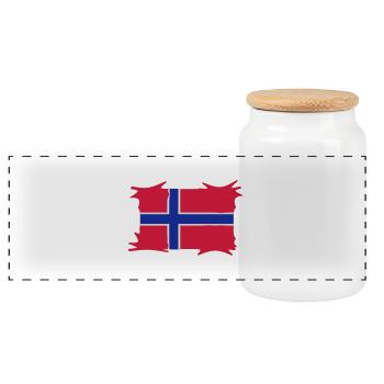 norwegen3 - Panorama Keksdose mit Holzdeckel - Weiß - Vorne