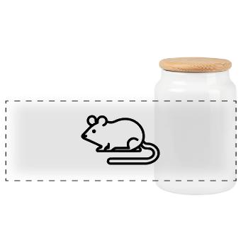 Charming Minimalist Mouse Icon for All Occasions - Panorama Keksdose mit Holzdeckel - Weiß - Vorne