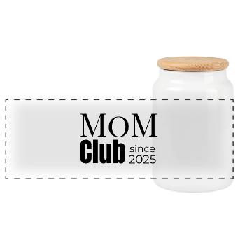 Mom Club – officially joined in 2025 - Panoramic Cookie Jar with Wooden Lid - white - Front
