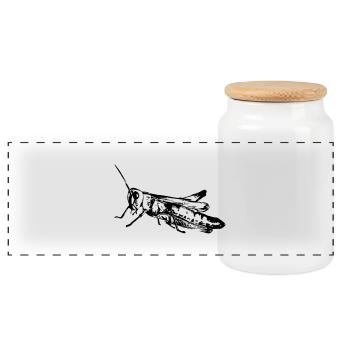 Grasshopper / Grashüpfer - Panorama Keksdose mit Holzdeckel - Weiß - Vorne