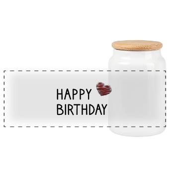 HAPPY BIRTHDAY. JOYEUX ANNIVERSAIRE. ANNIVERSAIRE. - Boîte à biscuits avec couvercle en bois - blanc - Devant