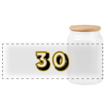 30. 30 YEARS. 30th ANNIVERSARY. 30TH ANNIVERSARY. - Panoramic Cookie Jar with Wooden Lid - white - Front
