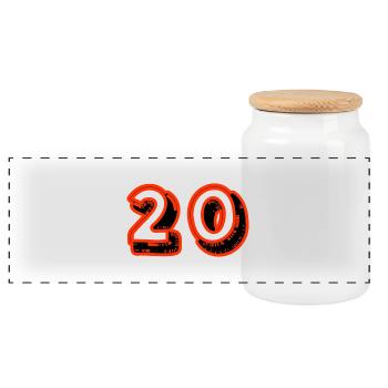 20. 20 ANS. 20e ANNIVERSAIRE. ANNIVERSAIRE 20 ANS. - Boîte à biscuits avec couvercle en bois - blanc - Devant