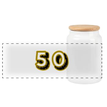 50. 50 YEARS. 50th ANNIVERSARY. 50TH ANNIVERSARY. - Panoramic Cookie Jar with Wooden Lid - white - Front