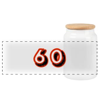 60. 60 ANS. 60e ANNIVERSAIRE. ANNIVERSAIRE 60 ANS. - Boîte à biscuits avec couvercle en bois - blanc - Devant