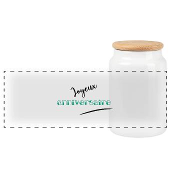 JOYEUX ANNIVERSAIRE. HAPPY BIRTHDAY. ANNIVERSAIRE. - Boîte à biscuits avec couvercle en bois - blanc - Devant
