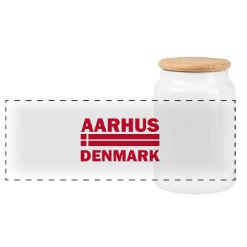 Aarhus Dänemark Stadtflagge - Panorama Keksdose mit Holzdeckel - Weiß - Vorne