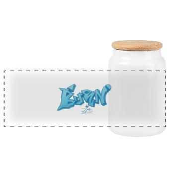 Blue Graffiti Bevin Style - Panoramic Cookie Jar with Wooden Lid - white - Front