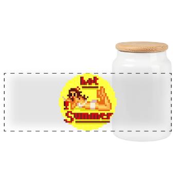 pixel pinup hot buzzer - Panoramic Cookie Jar with Wooden Lid - white - Front