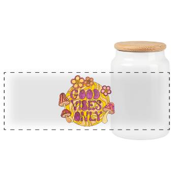 Good Vibes Seulement 70s Funky Groovy Flower Power 60E - Boîte à biscuits avec couvercle en bois - blanc - Devant