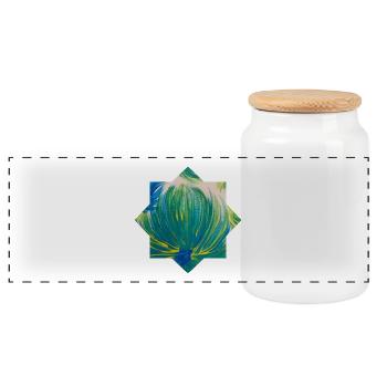 Motif d’étoile - peint à la main par Martina Eßer - Boîte à biscuits avec couvercle en bois - blanc - Devant