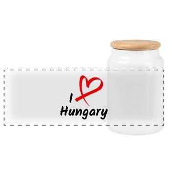 I Love Hungary I Love Hungary Heart Gift - Panoramic Cookie Jar with Wooden Lid - white - Front
