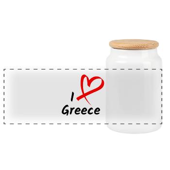 I Love Greece Ich Liebe Griechenland Herz Geschenk - Panorama Keksdose mit Holzdeckel - Weiß - Vorne