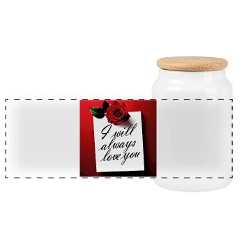 Engagement - Wedding - Panoramic Cookie Jar with Wooden Lid - white - Front