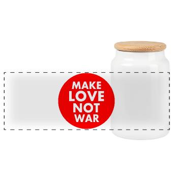Make love not war - Panoramic Cookie Jar with Wooden Lid - white - Front
