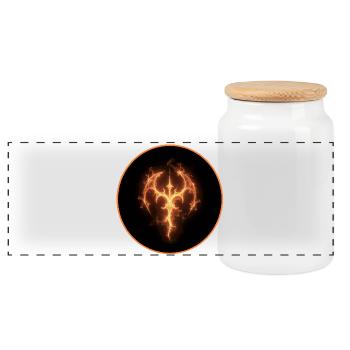 Fire Shield Symbol - Panoramic Cookie Jar with Wooden Lid - white - Front