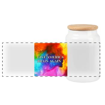 Give America Brain Again - buntes Design colorful - Panorama Keksdose mit Holzdeckel - Weiß - Vorne