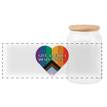 Give America Brian Again Pride Flag Heart - Panorama Keksdose mit Holzdeckel - Weiß - Vorne