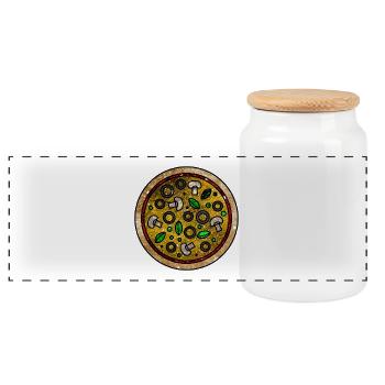 Cosmic Pizza - Panoramic Cookie Jar with Wooden Lid - white - Front