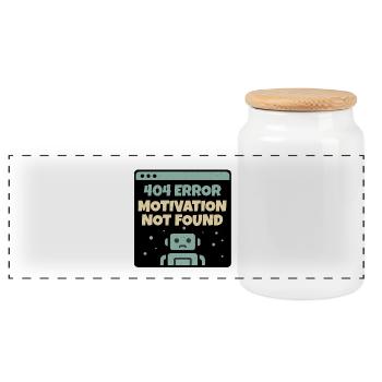 "404 Error Motivation Not found" - Panoramic Cookie Jar with Wooden Lid - white - Front