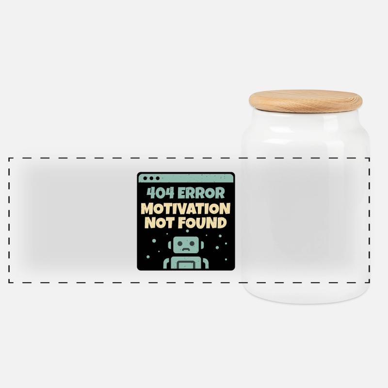 "404 Error Motivation Not found" - Panoramic Cookie Jar with Wooden Lid - white