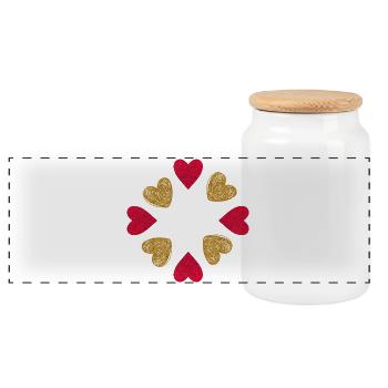 Cercle de Cœurs Glitter Rouge Or - Boîte à biscuits avec couvercle en bois - blanc - Devant