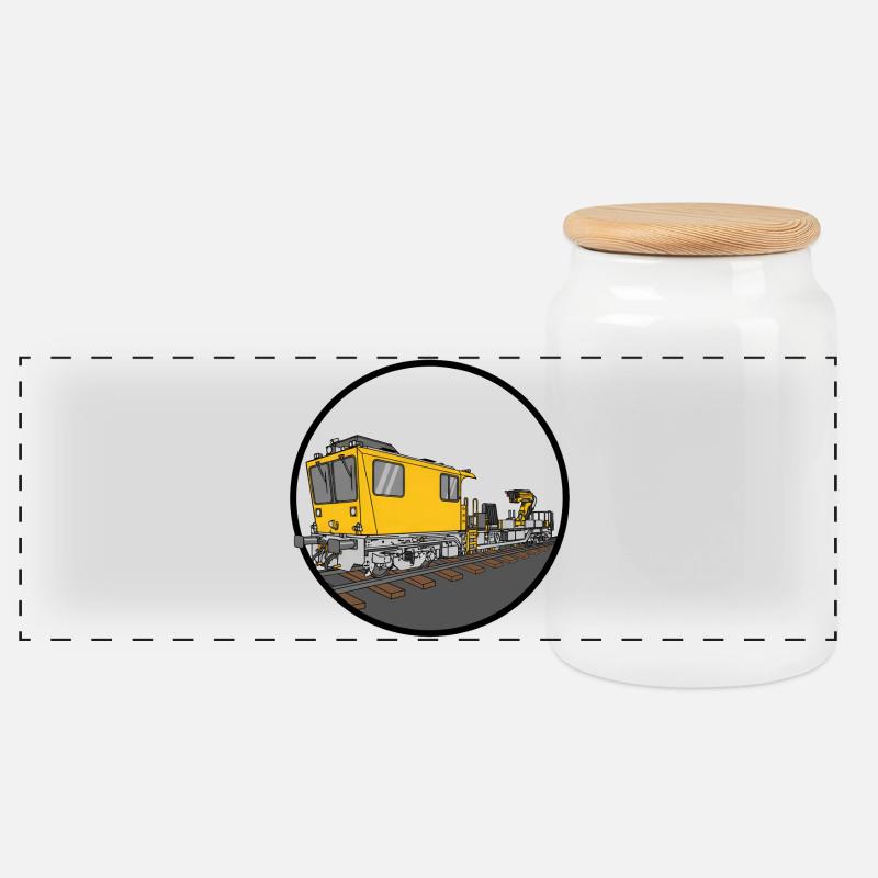 GAF Gleisarbeitsfahrzeug Gleisbauer - Panorama Keksdose mit Holzdeckel - Weiß