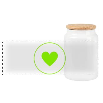 Green Heart Circle | Minimal Herz Design - Panorama Keksdose mit Holzdeckel - Weiß - Vorne